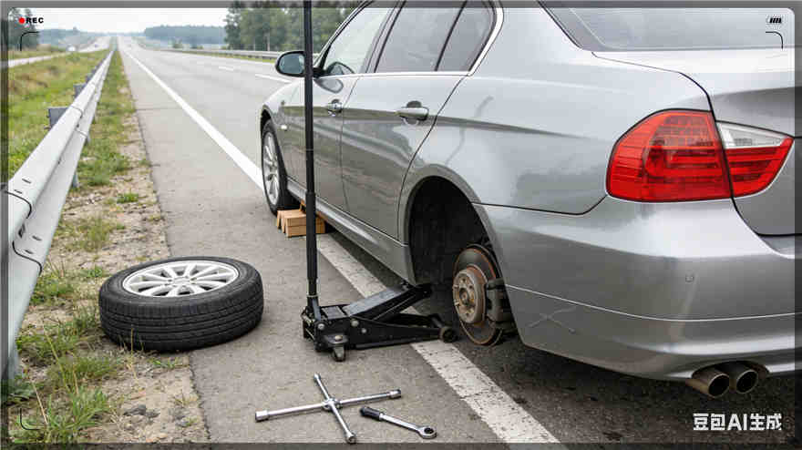 周至爆胎道路救援-汽车换备胎